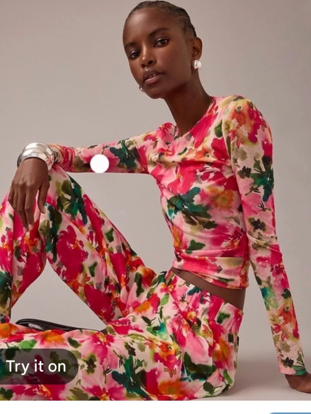 J. Crew Pink Floral Watercolor Long-Sleeve Top nwot